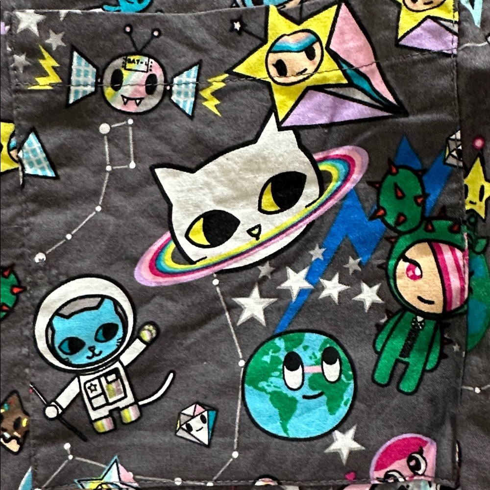 Koi Women's Space-Themed Wrap Top - Black and Multicolor - Picture 2 of 2